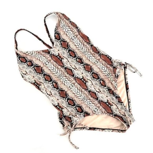 Kona Sol Medium Animal Print Snake Medium Coverage One Piece‎ Bathing Suit NWOT - Picture 3 of 10